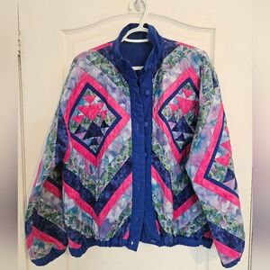 Rare Vintage Handmade Bold Patchwork Quilt Jacket